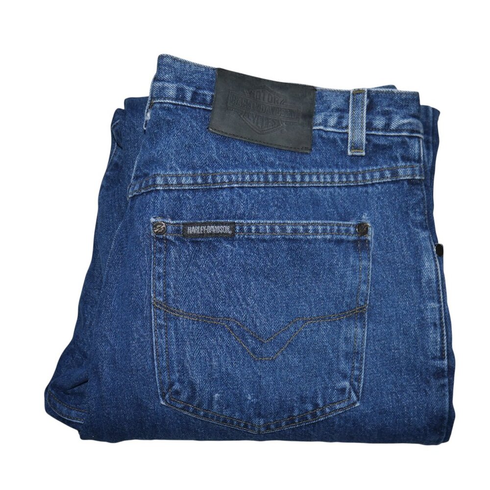 Harley Davidson Double Lined Jeans Mens Size 36x32 Biker Motorcylcle Denim EUC